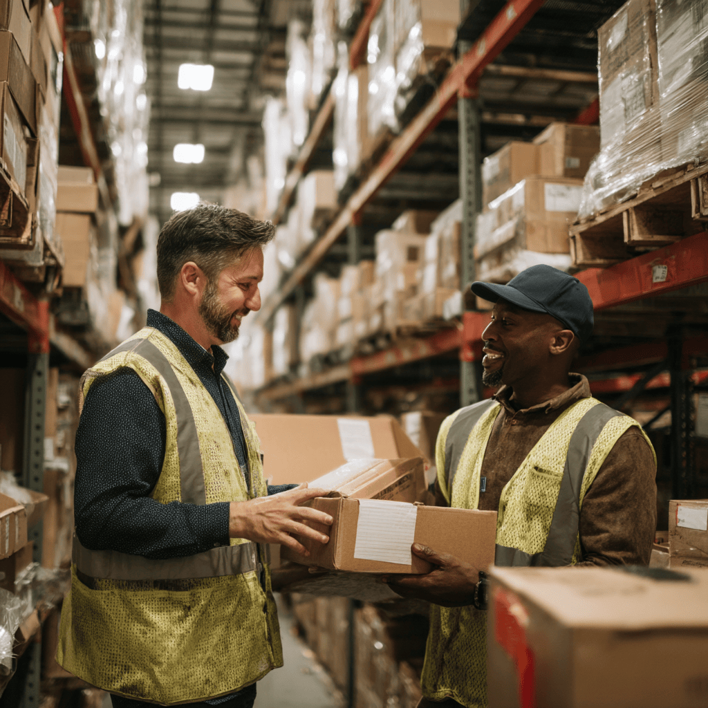 warehouse manager and employee